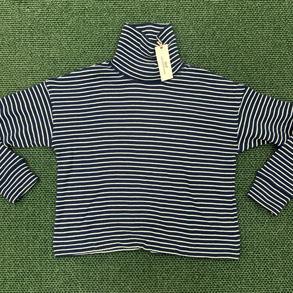 Vineyard Vines Navy and White Striped Turtleneck